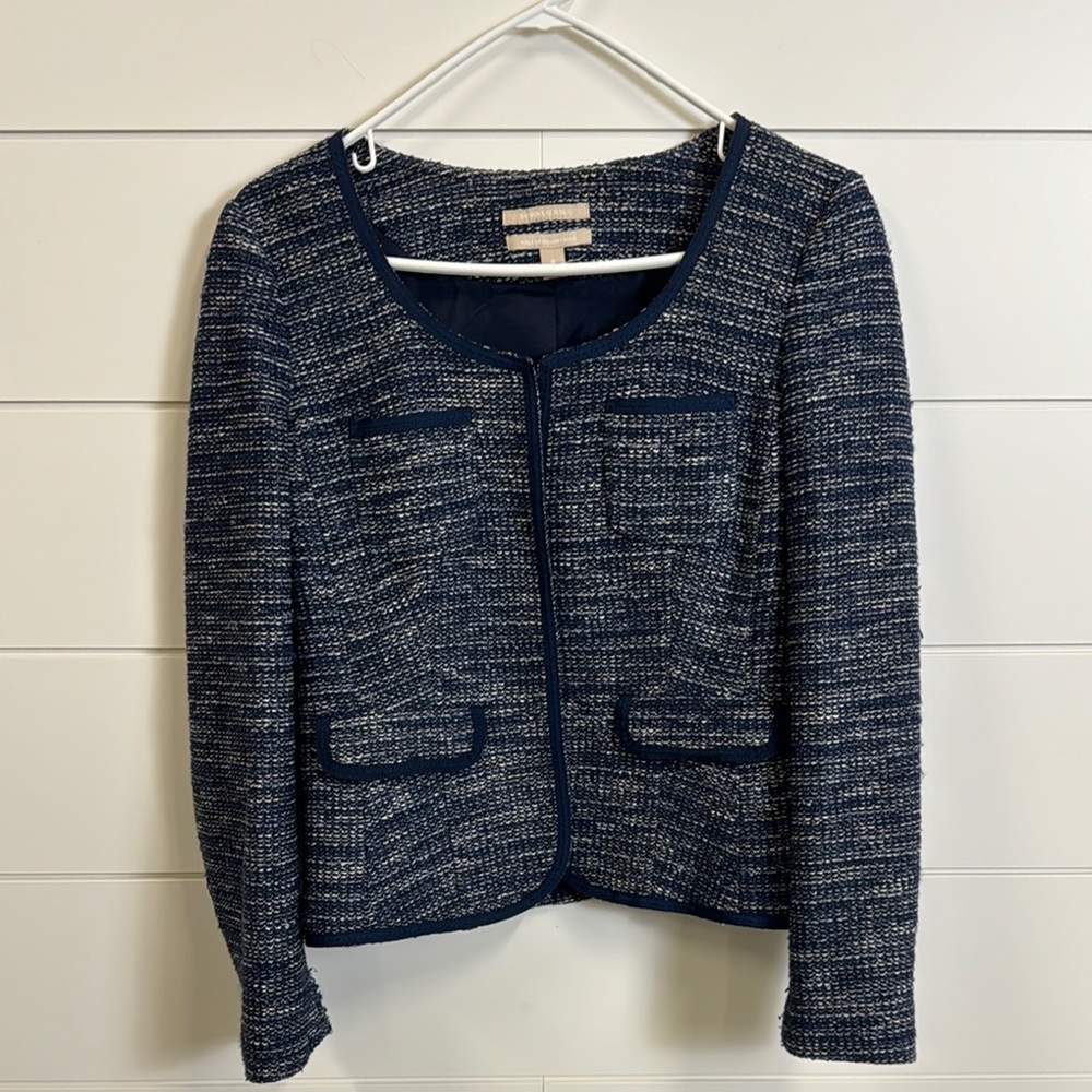 Chic Navy Tweed Jacket